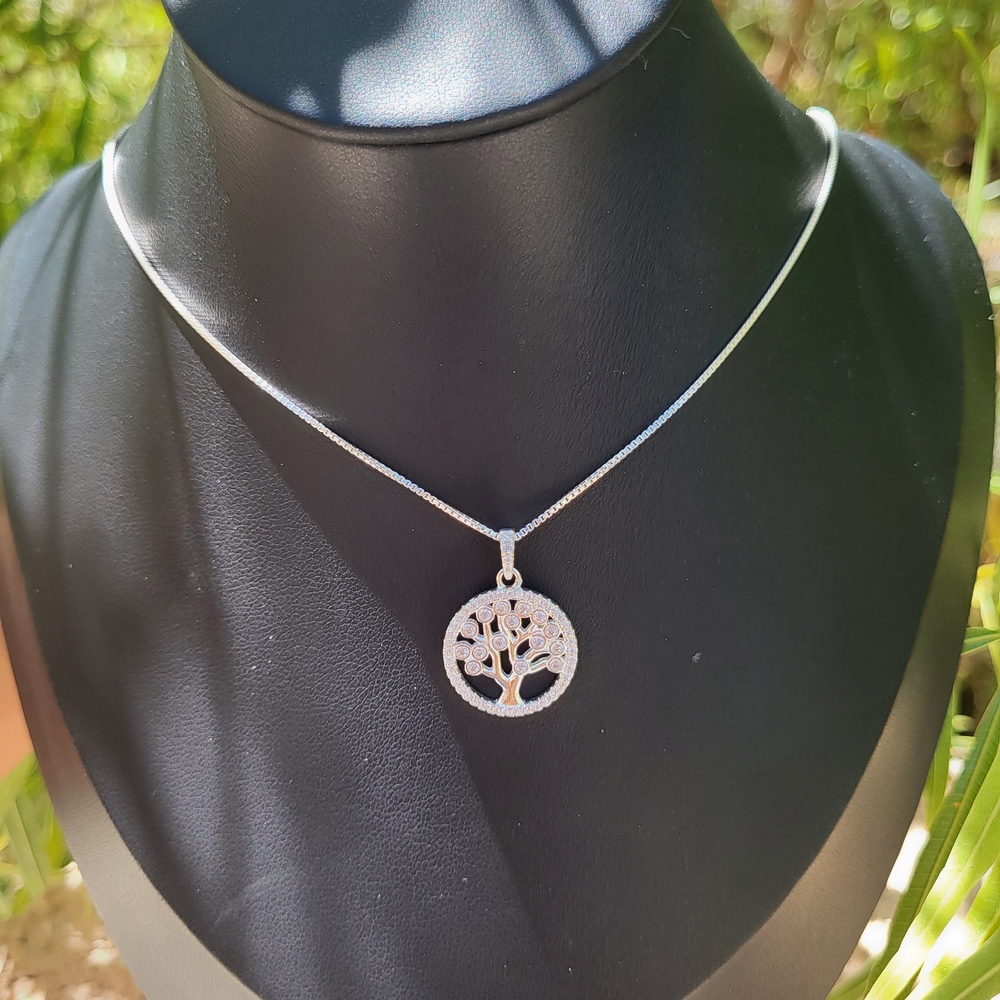 Elegant 925 Italian Silver Tree of Life Pendant Necklace
